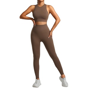 Women's Compression Yoga <b>Leggings</b> Mid Solid Brown Sculpt Support High Performance <b>Ankle</b>-<b>Length</b> 100% Polyester Eco-Friendly - Product Image 1