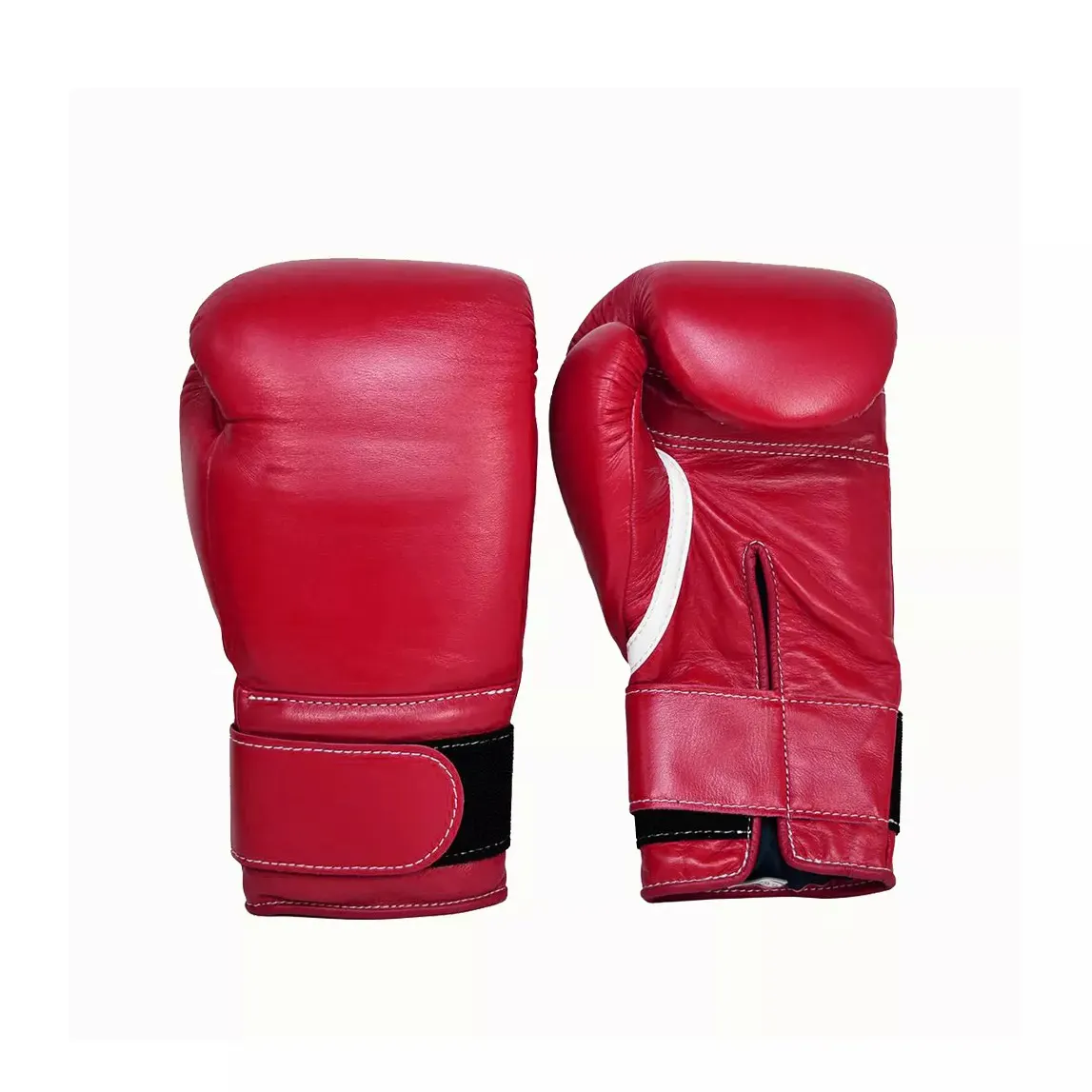 Luvas de boxe vermelho de couro puro Melhores comentários em boxe ring luvas saudáveis e respiráveis com opção de personalização (rótulos, cinta)