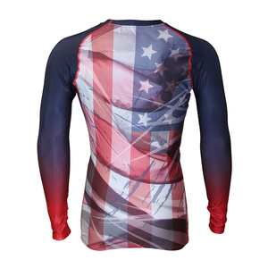T-shirt de compression à manches longues, col rond, coupe ajustée, entièrement sublimé, en spandex, anti-UV UPF50, respirant, écologique - Product Image 2