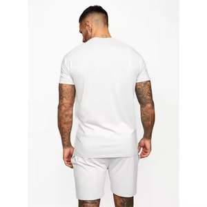 Twinset en coton peigné-T-shirts à col ajusté conçus sur mesure Shorts coupe-vent à séchage rapide automne solide motifs imprimés unis - Product Image 2