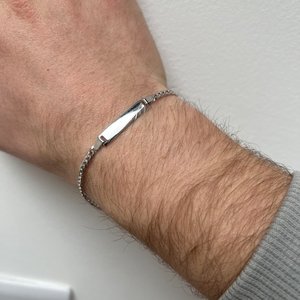 ID CHAIN ของผู้ชาย, สร้อยข้อมือเงินของผู้ชายบาง, สร้อยข้อมือเงินชาย, สร้อยข้อมือชื่อสำหรับผู้ชาย - Product Image 3