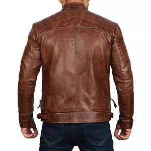 Veste en cuir de luxe pour hommes, vêtements d'extérieur tendance, logo personnalisé, fabricant en gros - Product Image 5