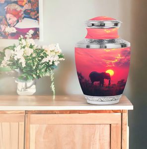 Urnes funéraires d'éléphant de taille personnalisée Urnes funéraires en métal pour hommes et femmes adultes pour les femmes et le mémorial des cendres des hommes - Product Image 5