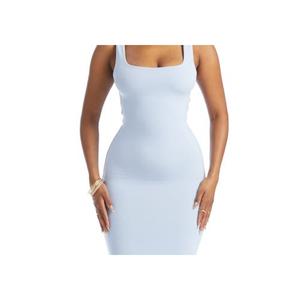 Naked Wardrobe Small NW Tank Minidress Periwinkle Casual Sweet Solid XL Square Collar Cutout Bow Breathable Natural Light Day - Product Image 2