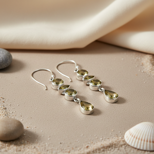 ต่างหูทรงหยดน้ำชุบทอง 18K ประดับด้วยพลอยซิทริน สำหรับเครื่องประดับสตรีที่สง่างาม - Product Image 2