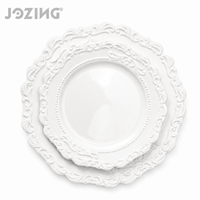 Assiette à dîner en céramique blanche baroque, bord festonné perlé, vaisselle en porcelaine, passe au micro-ondes, écologique