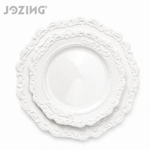 <span class=keywords><strong>Assiette</strong></span> à dîner en céramique <span class=keywords><strong>blanche</strong></span> baroque, bord festonné perlé, vaisselle en porcelaine, passe au micro-ondes, écologique - Product Image 1