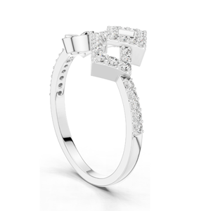 Bague géométrique en diamant de laboratoire pour femme, clarté VVS-VS EF, disponible en or 18 carats, 14 carats, 10 carats et argent 925, rose, jaune - Product Image 4