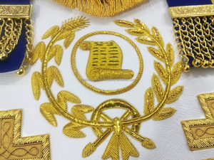 Tablier de Grand Maître Maçonnique Premium Brodé à la Main en Fil d'Or – Fourniture Cérémonielle de Haute Qualité pour Francs-Maçons - Product Image 5