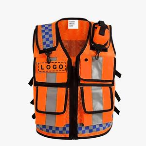 Chaleco de trabajo de seguridad reflectante personalizado para hombres de construcción de alta calidad con logotipo y bolsillos Hi-viz negro, amarillo y naranja - Product Image 1