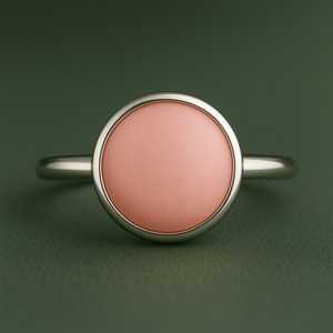 Lujo elegante 8mm redondo Rosa Coral piedra preciosa bisel ajuste 92,5 anillo de plata banda fina todos los tamaños perfecto para mujeres - Product Image 4