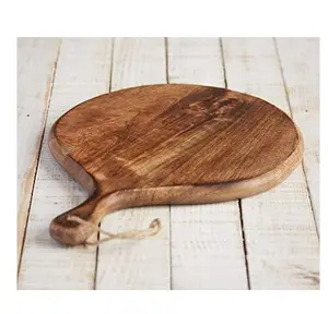 New design wooden cutting board with rope hanging and handle round shaped custom logo modern design wood cutting board