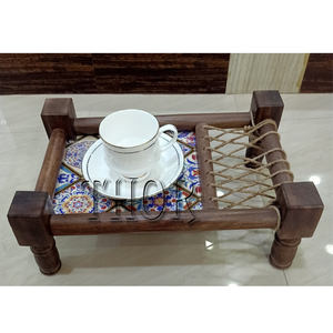 WoodCart Service en bois fait à la main et fabriqué à la main Plateau de 14 pouces de long Plateau en bois robuste Plateaux de service en bois rectangulaires - Product Image 1