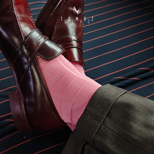 Calzini Eleganti da Uomo in Cotone Rosa Personalizzabili <span class=keywords><strong>con</strong></span> Design a Risvolto, Traspiranti, per Uso Quotidiano e Business - Product Image 4