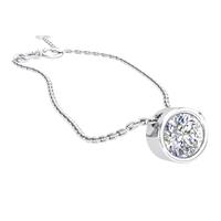 Collier Solitaire Élégant pour Femme en Argent 925, Diamant de Laboratoire de Luxe 0,534 Carats, 5,0 mm, Plaqué Rhodium Anti-ternissement, 42+3cm VS