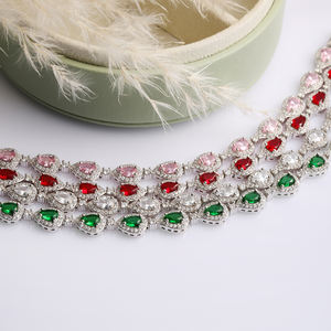 Pera gota corte rosa cuarzo CZ piedra delicada venta al por mayor hecho a mano turco 925 pulsera de tenis de plata esterlina - Product Image 4