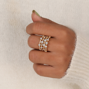 Personalizable 14K oro amarillo laboratorio crecido diamante corte redondo media eternidad boda banda estilo de moda joyería de compromiso - Product Image 3
