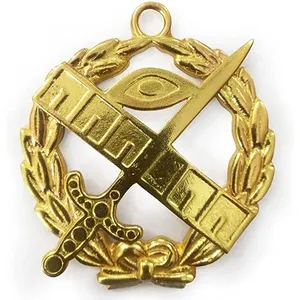 Masonic Blue Lodge Officer Collar Jewel Set Golden Metal | Masonic Regalia Jewels Supplier
