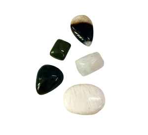 5 Pieces <b>Polished</b> Agate Cabochon Gemstone Lot ! White and <b>Black</b> Mixed Loose Gemstones for Jewelry Making - Product Image 5