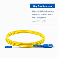 Cordon de brassage fibre optique LC SC SM monomode, connecteur à faible perte pour solutions FTTH et réseaux de télécommunications