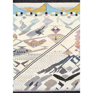 Alfombra Manchaha de Lana y Seda de Bambú con Patrón Abstracto, Anudada a Mano, Rosa y Morado, para Uso Doméstico - Les-1435 - Product Image 4