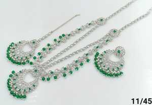 DERNIÈRE ANTIQUE À LA MODE PLAQUÉ ARGENT NON COUPÉ AD FANCY LONG COLLIER AVEC ENSEMBLE DE BOUCLES D'OREILLES MANGTIKKA ET ENSEMBLE DE BIJOUX POUR LES FEMMES - Product Image 6