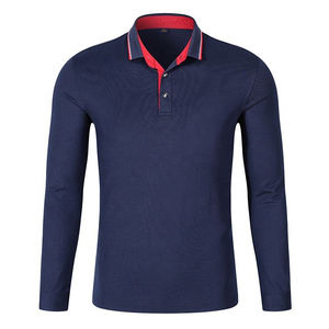 Polo de algodón de cuerpo entero para hombre con logotipo de diseño personalizado, ropa deportiva de manga larga, peso de tela de 180 gramos para golf - Product Image 3