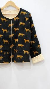 Abrigo de Tigre con estampado floral de invierno para mujer estilo bohemio hecho a mano chaqueta acolchada con cierre de gancho ropa de abrigo informal tela tejida - Product Image 5