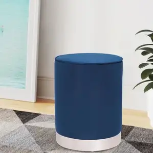 Kustomisasi tersedia Pouf kursi pouf bulat biru beludru ottoman furnitur Modern ottoman bulat untuk kamar tidur pouf mode baru