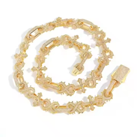 Collar de Lujo con Cadena Cubana de Eslabones Cruzados Únicos, Plata 925, Moissanita Tallada, Estilo Hip Hop, Regalo de Aniversario, Joyería de Declaración