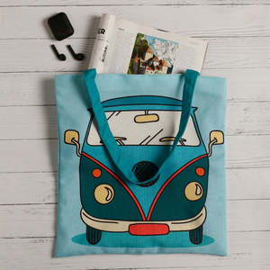 Sacs fourre-tout en toile de coton à motif dessin animé Carvaan avec logo imprimé DTF, couleur bleue, sacs cadeaux lifestyle en toile de coton - Product Image 2