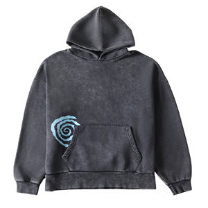 High Quality Heavyweight 100% Cotton <b>Men's</b> <b>Hoodie</b> Oversized Acid Wash with Custom Logo High-Speed Screen Printing for Winter - Product Image 4