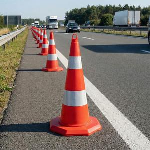 Cône de signalisation en PVC de 70 cm avec double bande réfléchissante, barrière de sécurité en PU léger pour la sécurité routière et la circulation - Product Image 2