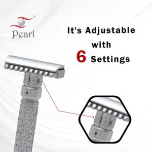 Rasoir réglable à double tranchant en acier inoxydable avec finition perlée Outil de rasage à peigne ouvert écologique de qualité supérieure - Product Image 2