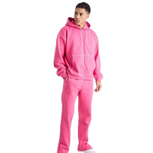 Nouvelle Arrivée Survêtements Homme Coupe Slim Entièrement Zippés Grande Taille 380 Gsm Coton Uni Design Personnalisé Prix Usine Vente en Gros - Product Image 2