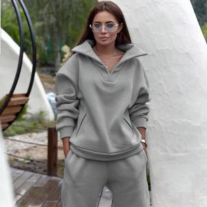 Sudadera de lana de invierno a la moda para mujer, chándal con capucha, conjuntos de dos piezas para mujer, ropa de calle informal 2024, pantalones largos, traje deportivo - Product Image 6