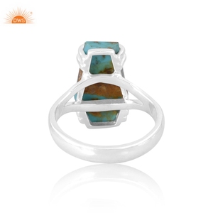 แหวนวงแหวนพลอยเทอร์ควอยซ์จากคิงสเตอร์ลิงสีเงินธรรมชาติ - Product Image 3