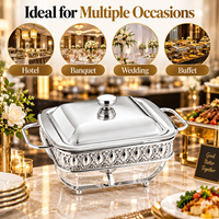 Plat de service de luxe en métal doré avec couvercle en verre pour buffet, idéal pour hôtels, restaurants, mariages et traiteurs