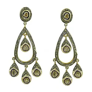 Women's Fashion Teardrop Earrings with <b>Diamond</b> Accents Gold Plating - Product Image 2