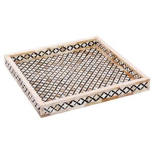 À PROPOS INLAY TRAY PLATEAU DE SERVICE FAIT À LA MAIN LUXE Bone Inlay Ramadan Breakfast Food Fruit Coffee Tea Decorative Tray - Product Image 2