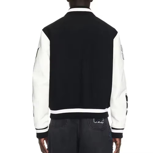 Chaqueta de cuero universitaria para hombre personalizada al por mayor, chaqueta de invierno de béisbol universitario, chaquetas de hombre con estampado de letras bordadas completas - Product Image 5