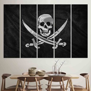 Impression sur toile du drapeau Jolly Roger : œuvre d'art décorative sur le thème des pirates, lot de 5 toiles - Product Image 1
