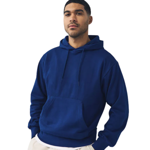 Pull-over uni pour homme, pull à capuche en molleton de coton bleu royal, chaud, décontracté, uni, à manches longues, streetwear, couleur unie - Product Image 3