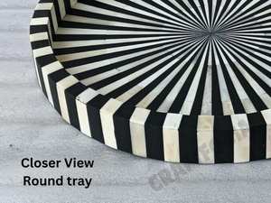 Bandeja con incrustaciones de hueso y resina de primera calidad Bandeja decorativa hecha a mano única para aperitivos, bebidas, mesa, sala de estar, entretenimiento - Product Image 5