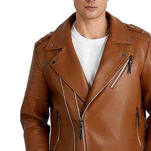 Chaqueta de cuero de motorista ajustada a la moda hecha a medida para hombres Proveedor de fábrica OEM Pedidos al por mayor Etiquetas privadas - Product Image 5