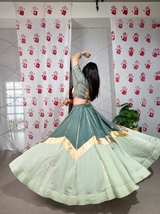 Look élégant à la mode Navratri spécial pur Chanderi avec Gotta Patti Lehenga Choli femme exportateur de mode - Product Image 6