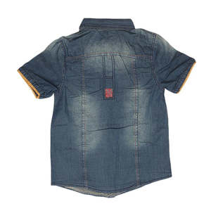 Camisa de Mezclilla de Manga Corta para Niños - Azul - Product Image 2