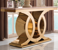 Table console moderne en acier inoxydable et marbre de style européen pour appartement, salon, hôtel, bureau à domicile - Luxe haut de gamme fait main