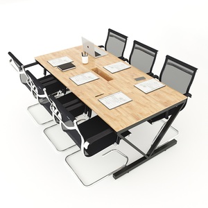 VConcept HBVC009-Minimalist 200x100x75cm Conference <b>Table</b> with Adjustable Steel Legs for 8 Workspaces Hotels <b>Office</b> Furniture - Product Image 2
