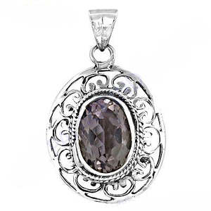 Pendentif artisanal en quartz fumé plaqué or rose pour bijoux et cadeaux féminins - Product Image 1
